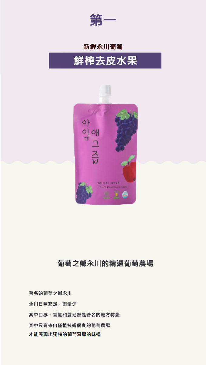 韓國【I'm Juice】 - 蘋果葡萄汁110ml-30入/盒