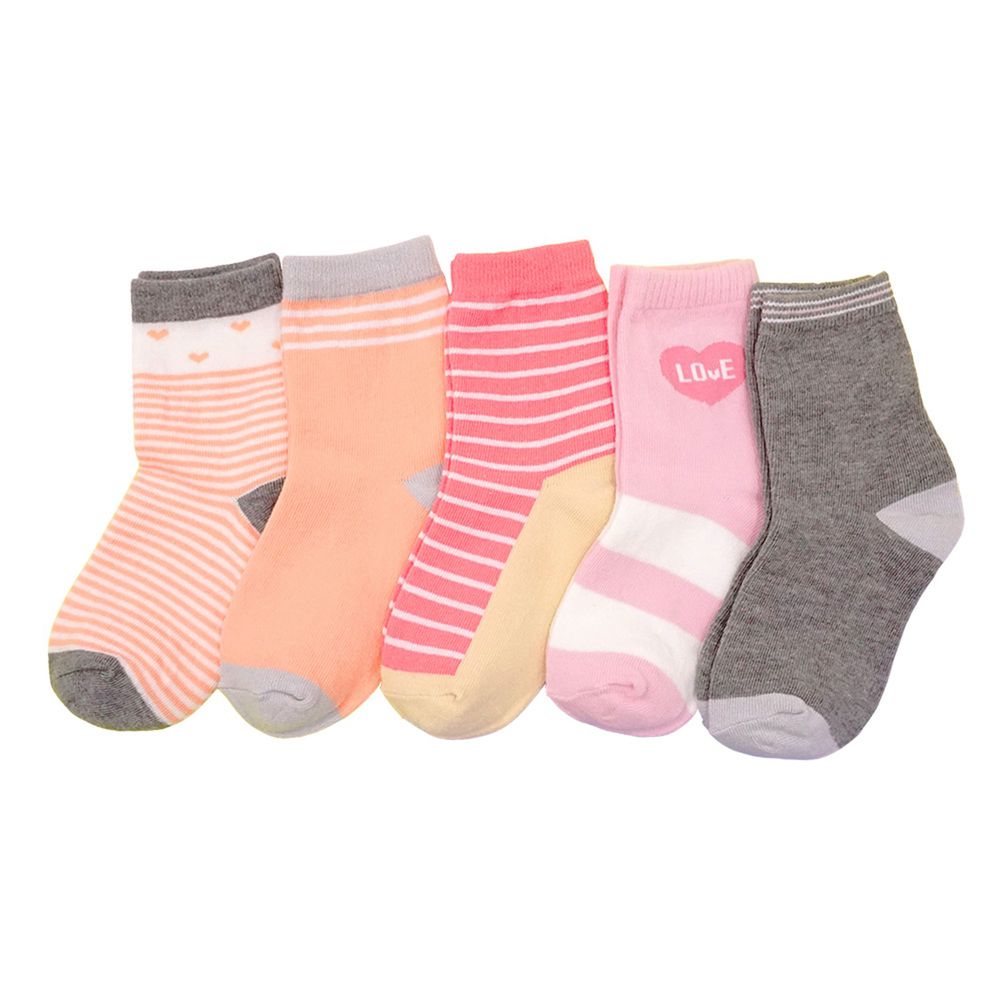 GIAT - 兒童棉紗短襪5雙組(女童甜心款)