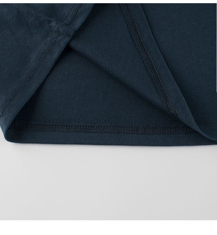 純棉圓領薄長袖上衣-恐龍踢足球-深藍色