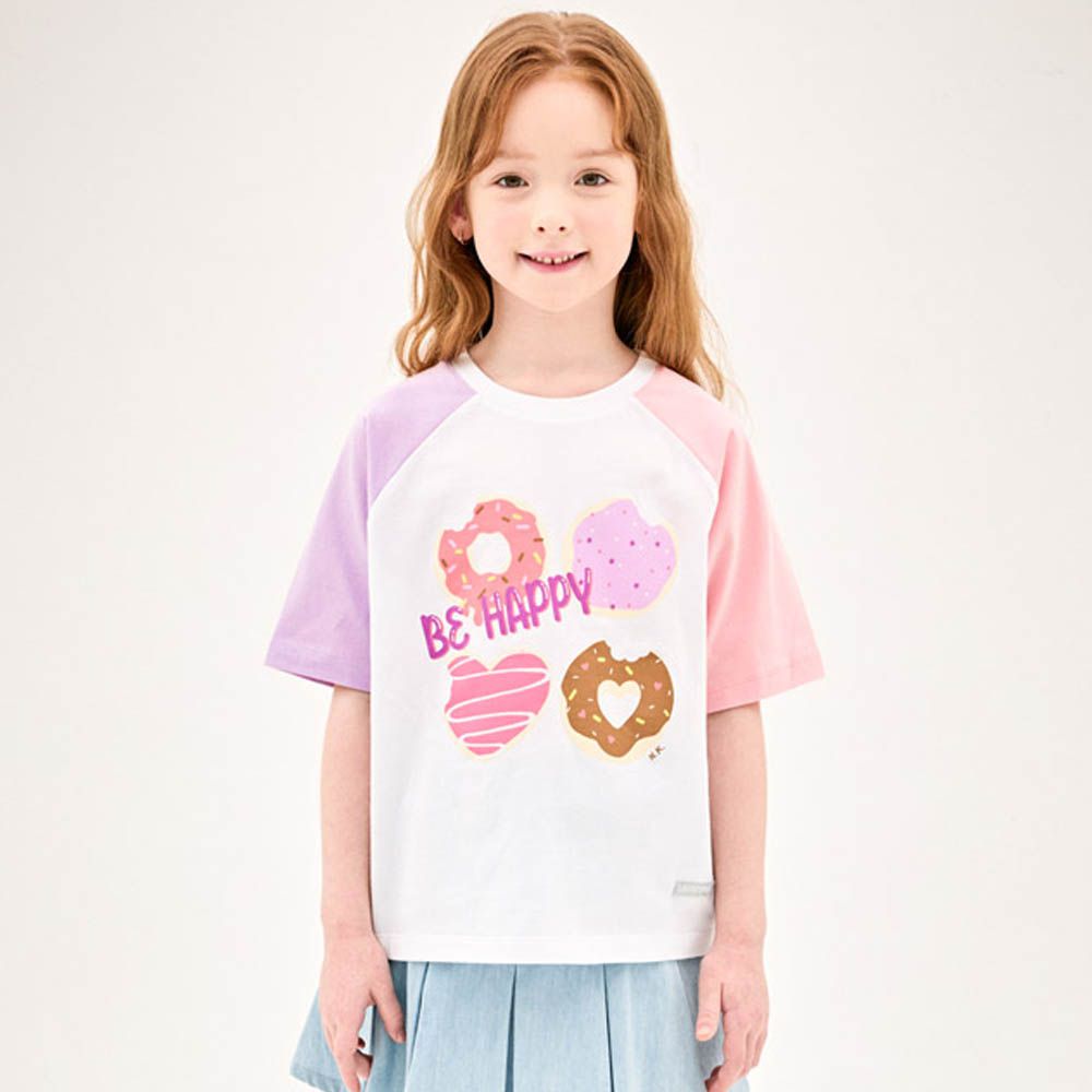 可口甜甜圈短袖上衣-紫X粉