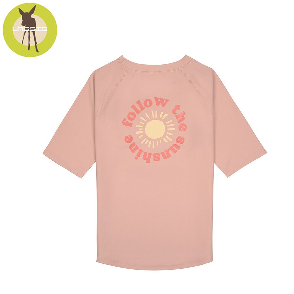 幼童抗UV短袖泳裝上衣-裸粉豔陽