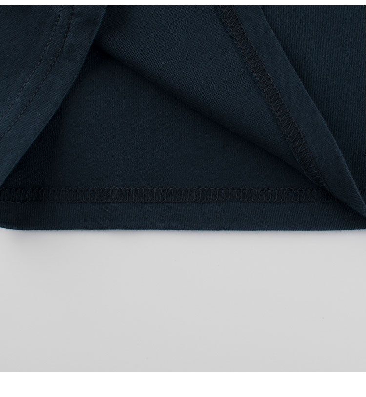 純棉圓領薄長袖上衣-英文字母-深藍色