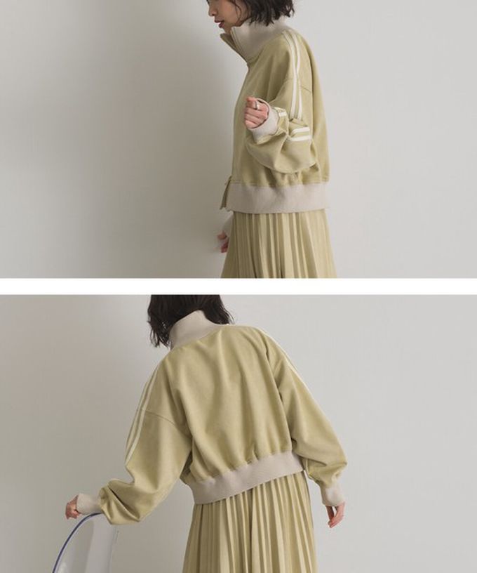 日本 ELENCARE DUE - 麂皮短絨休閒配色運動風夾克-煙燻黃