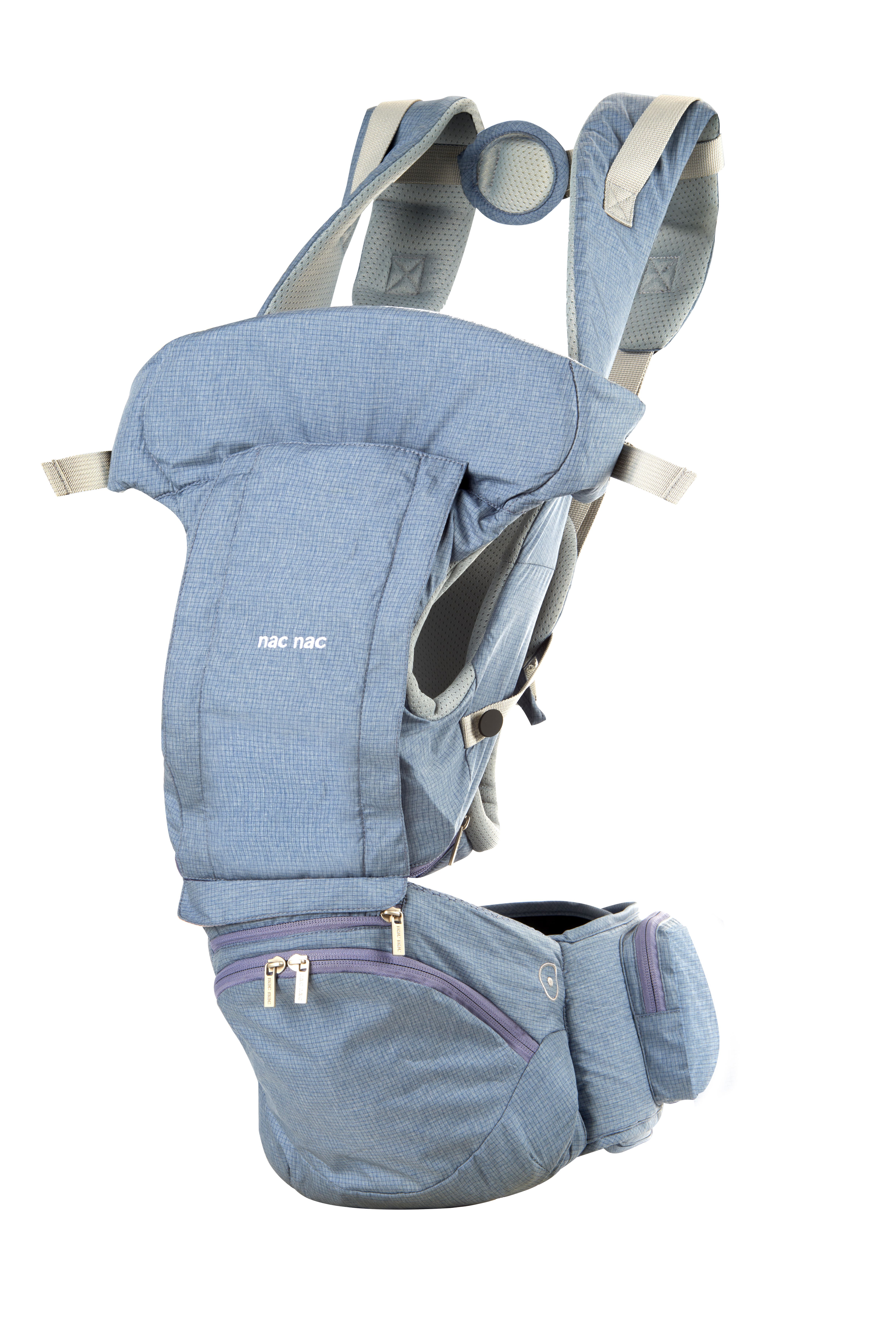nac nac - 腰凳式減壓嬰兒揹帶-睿智藍