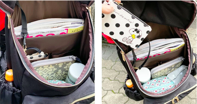 日本 Fuente - [超輕量] 簡約蝴蝶結機能收納後背包-迷霧藍 (26x41x14cm)