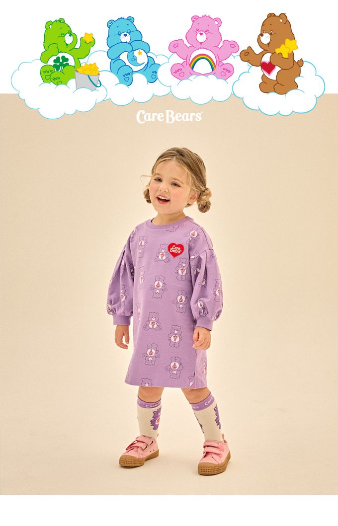 韓國 Care Bears - 聯名款分享熊熊長袖連身洋裝-紫