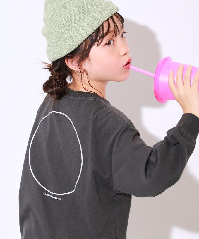 日本 devirock - 100%棉 落肩印花長袖T恤-背後英文-濃綠