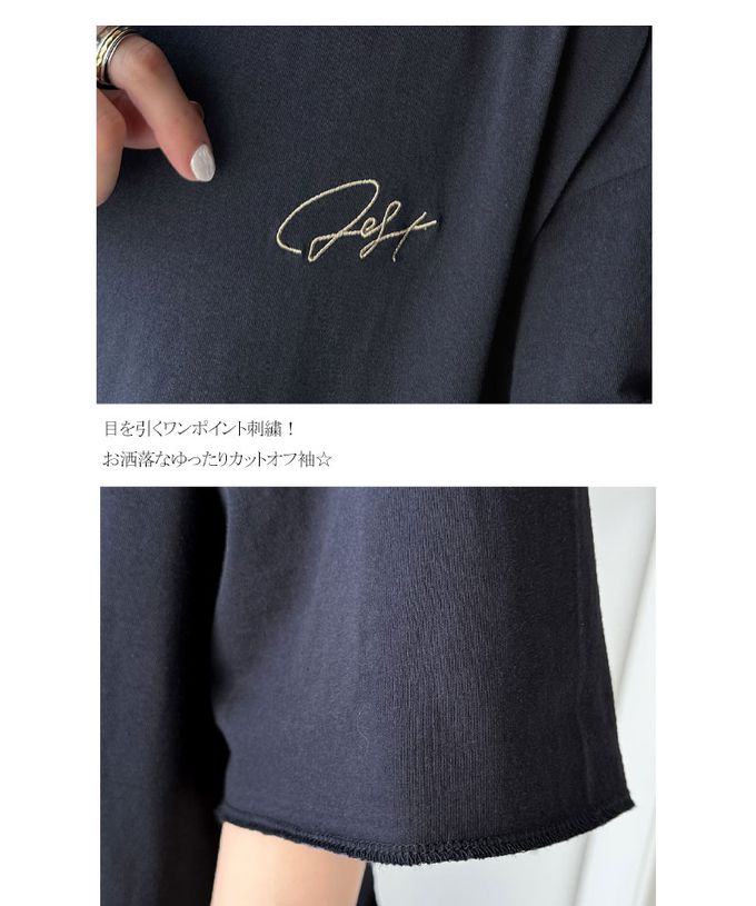 日本 Classical Elf - 背後美式印花休閒廓形短袖洋裝-海軍藍