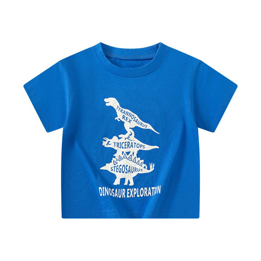 純棉短袖上衣-帥氣恐龍-藍色