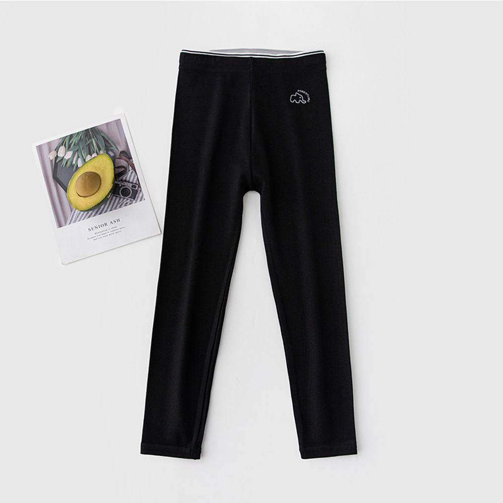 高彈鬆緊腰頭內搭褲-印花款-黑色