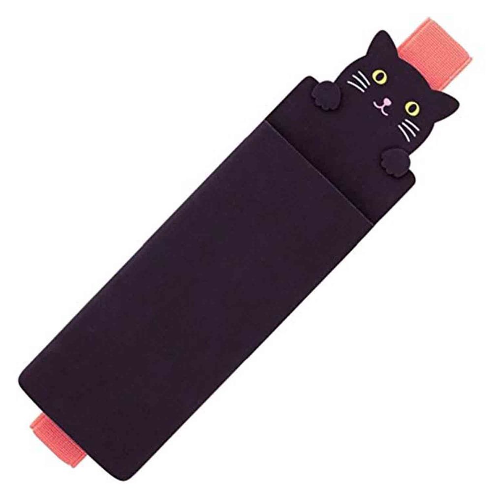 日本文具 LIHIT - 筆記本用鬆緊鉛筆盒-黑貓