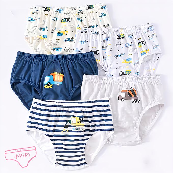 小 pipi - 純棉兒童三角內褲5件組_男童-工程車
