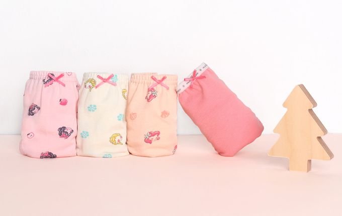 韓國 Mellisse - 韓製莫代爾棉混紡三角褲(女寶)-童話公主-黃X橘X粉-四件組