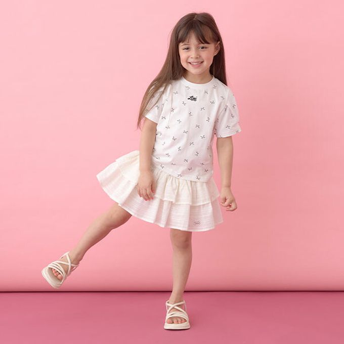 日本 Lycee mine - 純棉滿版印花打褶泡泡袖上衣-點點-炭灰