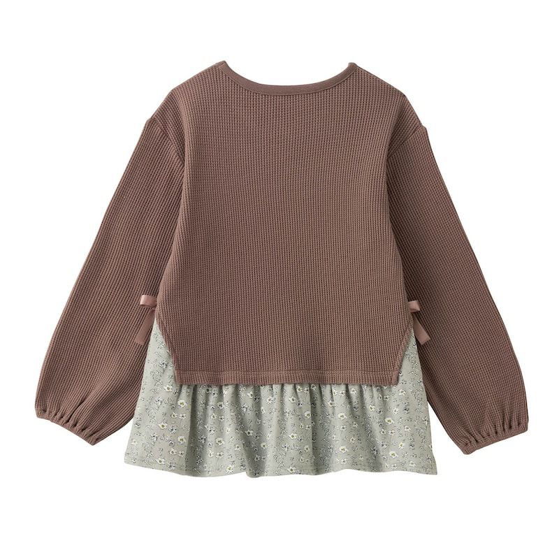 日本千趣會 - GITA 甜美華夫格假二件長袖上衣-象牙白x水玉