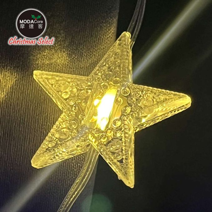 MODACore 摩達客 - 50燈LED皮線燈串(USB充電/五角星星-彩光)5M-贈豆腐頭&遙控器
