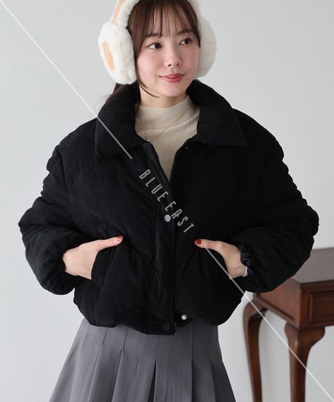 日本 BLUE EAST - 俐落燈芯絨科技羽絨短版外套-粉紅 (M)