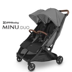 美國UPPAbaby - MINU Duo 並排雙人推車+擋雨罩-贈防撞桿(前扶手)共2隻-黑灰