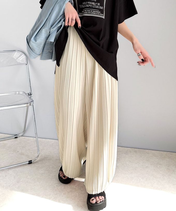 日本 Classical Elf - 羅紋長腿線條感率性寬褲-(下襬抽繩)-淺灰杏