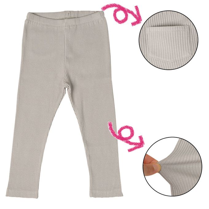 akachan honpo - 10分內搭褲-羅紋-灰色