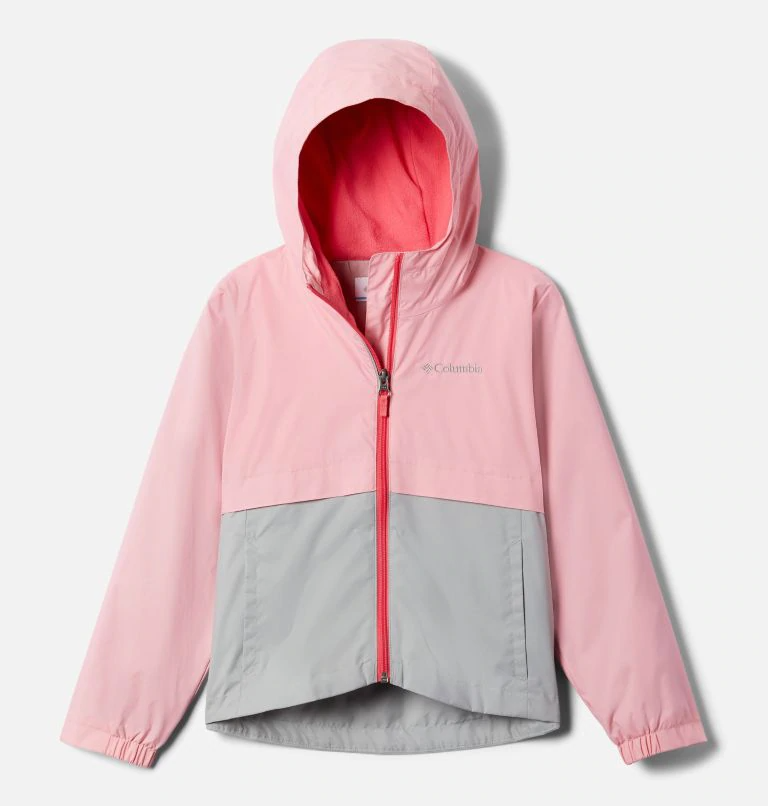 Columbia - 兒童內刷毛防風防水外套-Pink Orchid, Columbia Grey 粉色