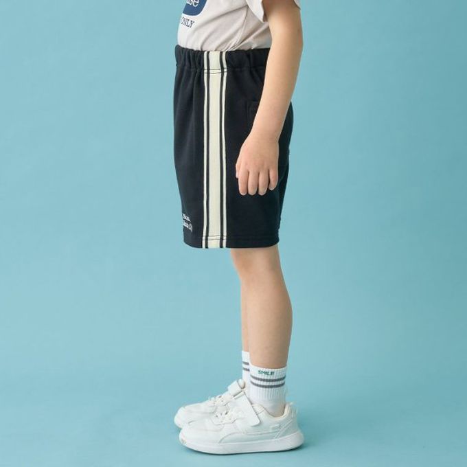 日本 b-ROOM - 側邊線條休閒短褲(4分丈)-淺灰