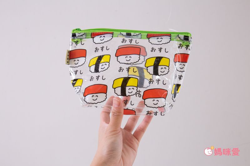 日本 OKUTANI - 童趣日文插畫透明小收納包/化妝包-熊貓-藍 (21x12x9cm)