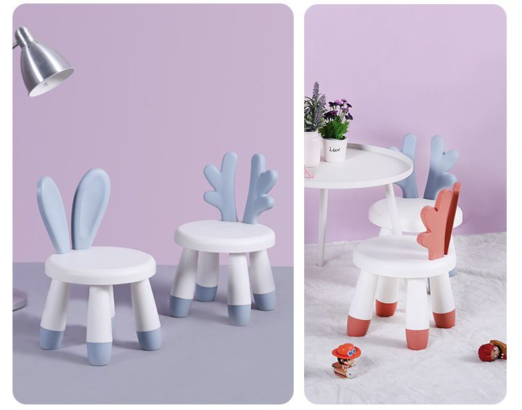 童趣兒童加厚塑膠矮凳(組裝款)-麋鹿角-藍色 (30x26x46cm)