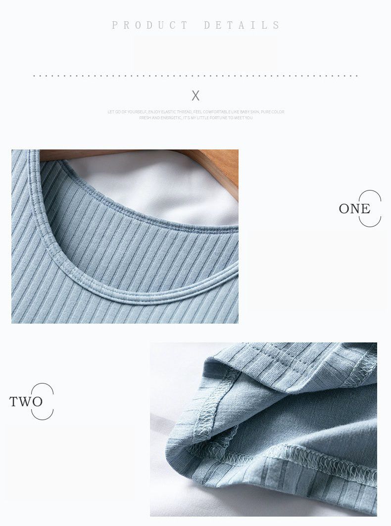 螺紋莫代爾Bra T 短袖家居服套裝-長褲款-粉色