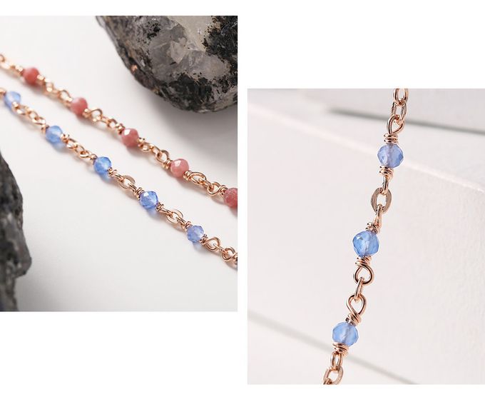 韓國 Soo&Soo - (925純銀)古典藍玉髓項鏈 (長度40cm)