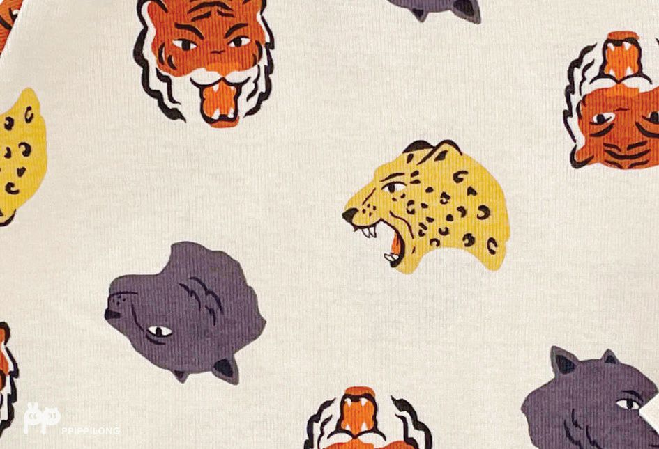 韓國 Ppippilong - 30支無螢光棉長袖家居服-滿版動物頭像