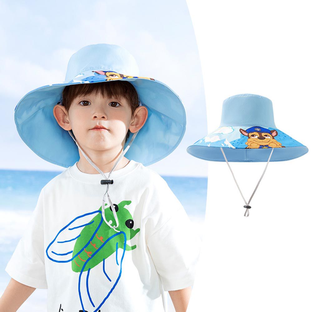 NC - 汪汪隊兒童雙面可戴大帽簷遮陽帽-卡通人物-阿奇-藍色 (50-54CM)