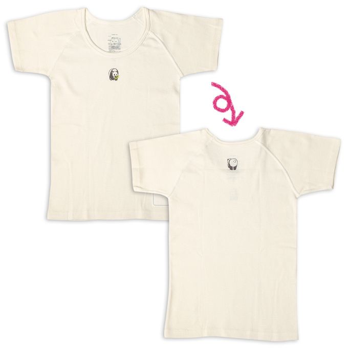 akachan honpo - ah短袖圓領上衣2件組-穿衣練習-米白色