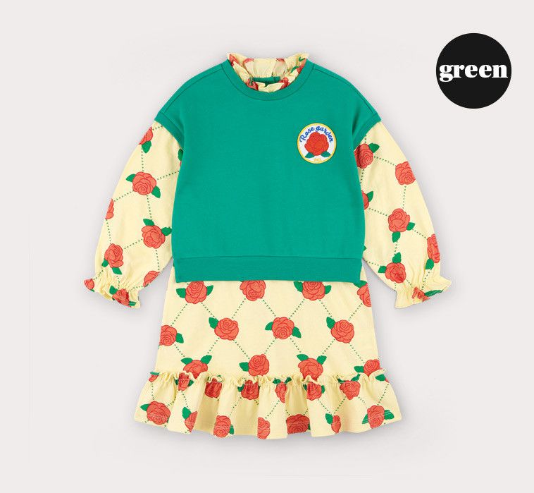 韓國 HEJMINI - 玫瑰背心層次洋裝-粉