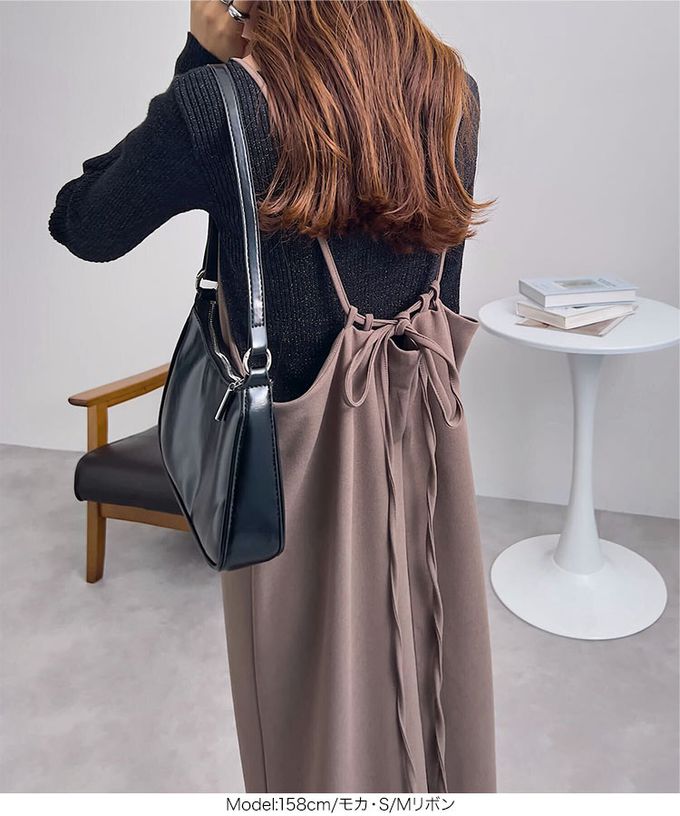 日本 Kobe Lettuce - [店員推薦] 百搭V領日系吊帶裙-(可選綁帶)-海軍藍