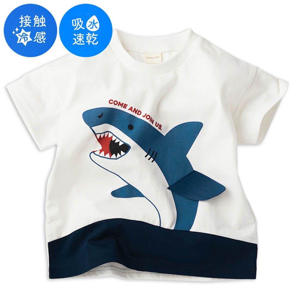 短袖涼感T恤-拼接-深藍色