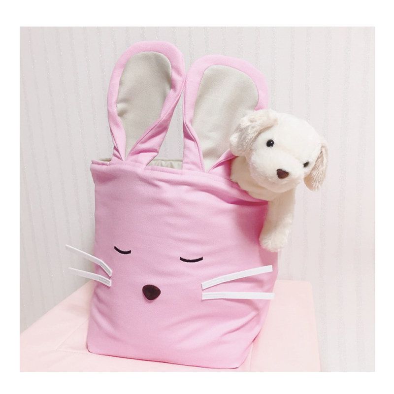 正韓Hello HiZoo - 純手工製動物造型多功能收納籃 (摺疊收納箱/收納桶/置物籃/收納箱)-兔子