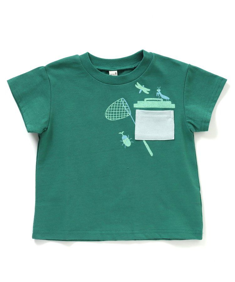 日本 apres les cours - 童趣印花口袋短袖上衣-昆蟲-草綠