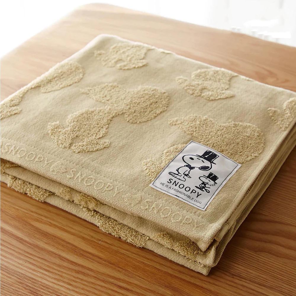 日本千趣會 - 史努比 日本製今治純棉浴巾-立體剪影-杏 (60x120cm)