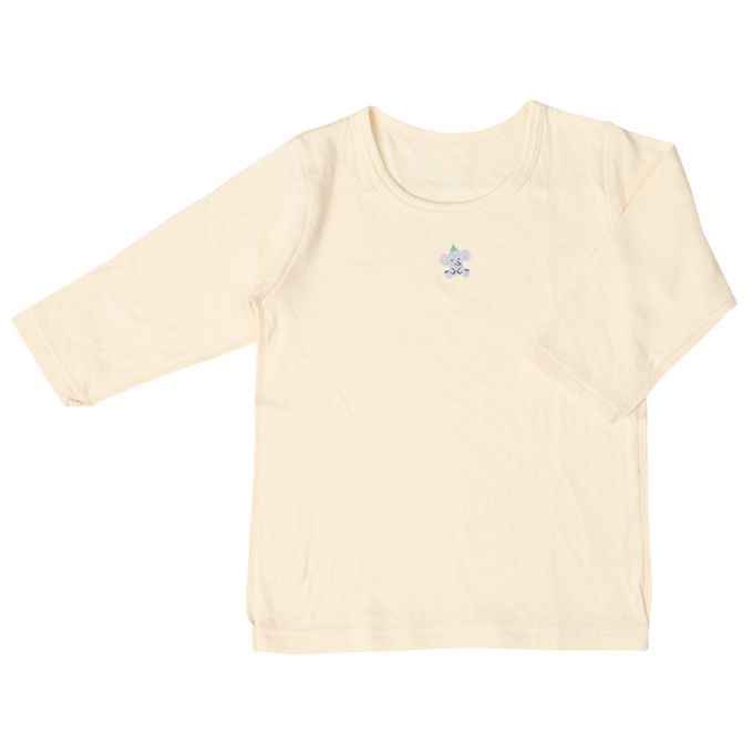 akachan honpo - 長袖圓領上衣2件組-蓬鬆棉 大象&公車-黃色