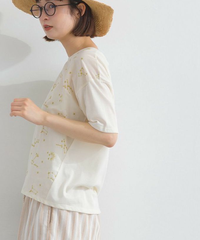 日本 Lupilien - 唯美刺繡舒適棉短袖上衣-花卉-薄荷