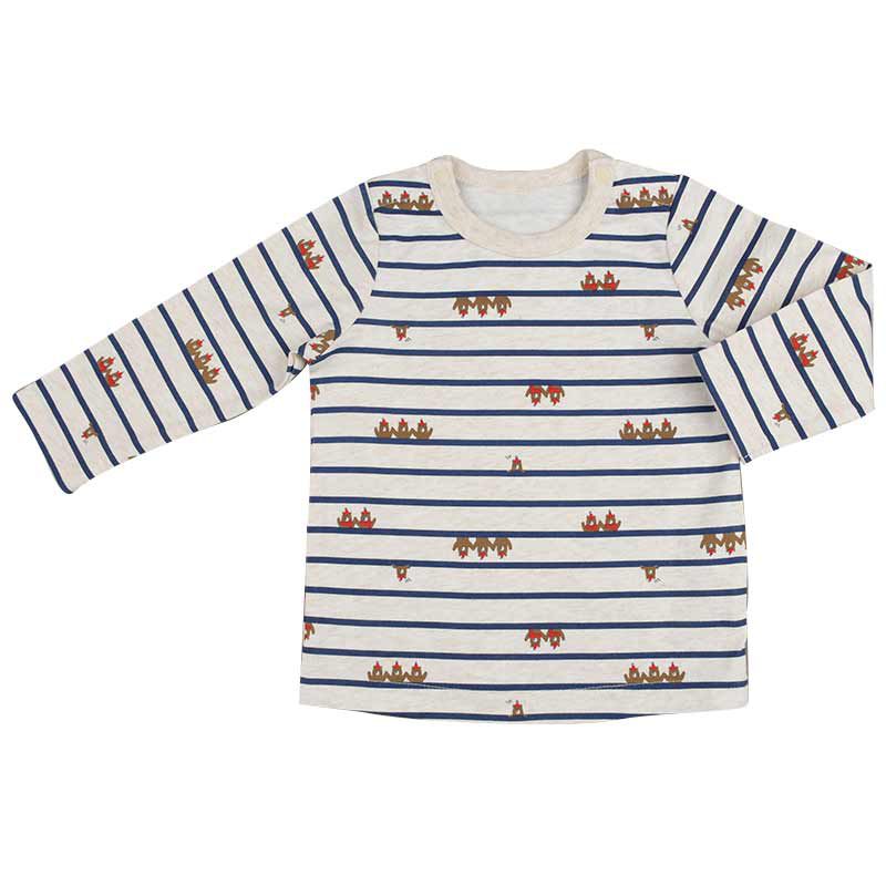 akachan honpo - 男吊帶褲+T恤-淺卡其色