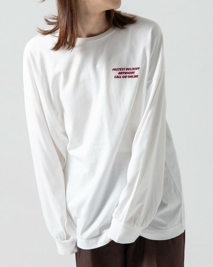 日本 gleam - 俏皮美式漢堡泡棉印花長袖T恤-煙燻藍