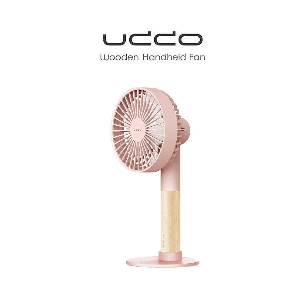 PROBOX - [盒損福利品] UDDO 櫸木手持風扇 (附底座)-粉色