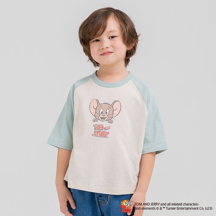 日本 Chil2 - 傑利鼠聯名 印花短袖上衣-奶油x薄荷綠