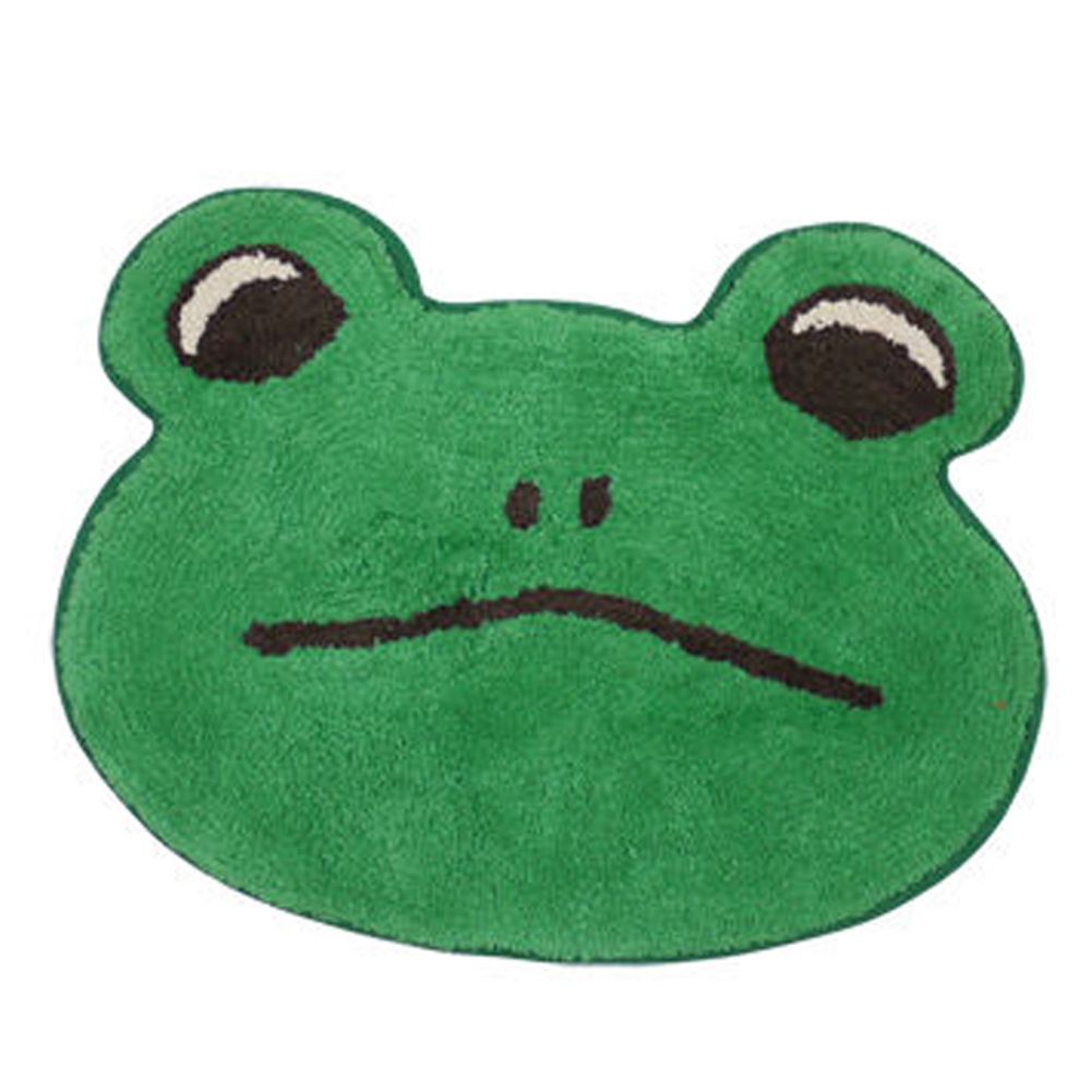 日本 TOMO - 可愛動物大頭地墊/腳踏墊-青蛙-綠 (約37×50cm)