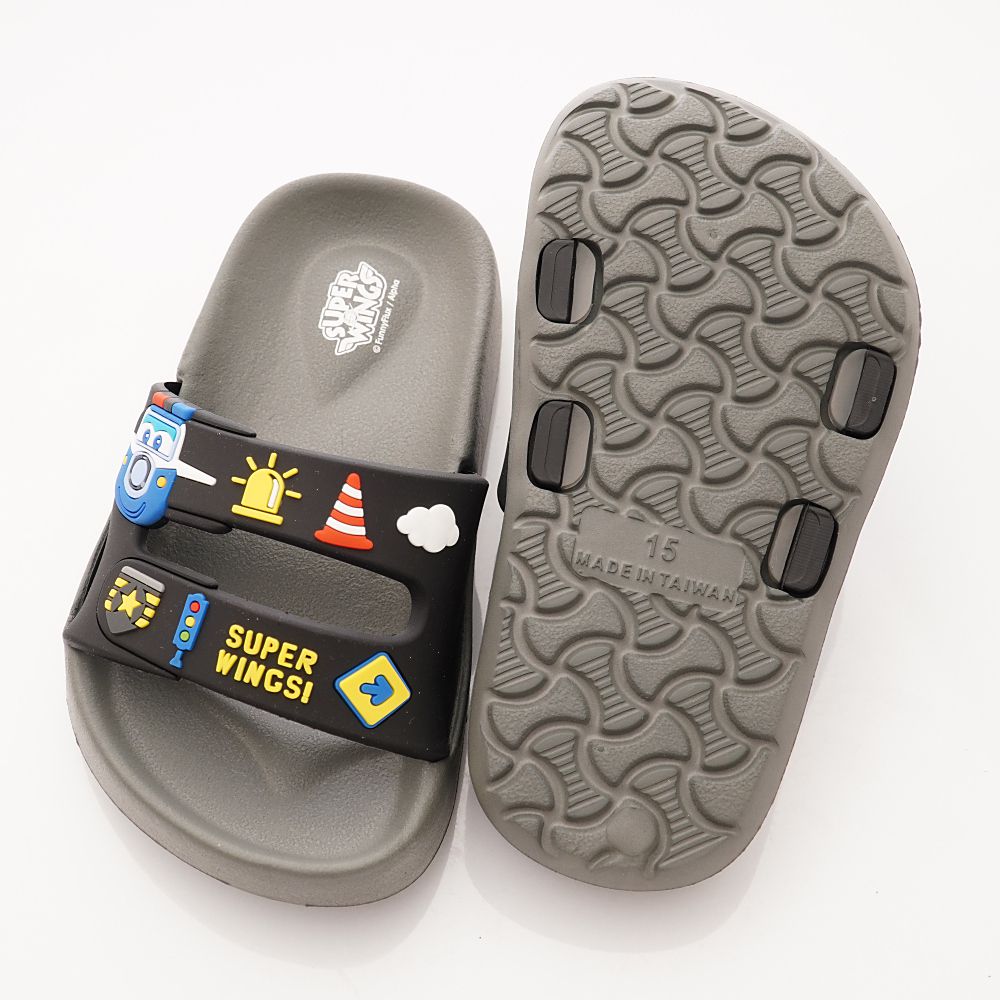 Super Wings - 卡通童鞋-超輕量拖鞋款(中小童段)-灰黑-日本尺寸cm
