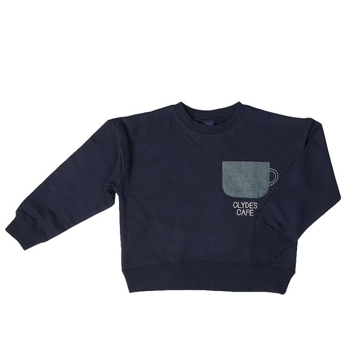 akachan honpo - 背後印花休閒上衣-深藍色