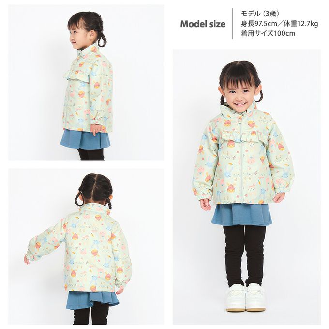 日本 ZOOLAND - 撥水加工 防風刷毛鋪棉外套-恐龍徽章-卡其