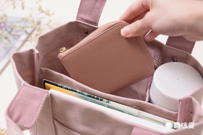 日本 LIZDAYS - [樂天No.1] 真皮卡片短夾/零錢包-灰杏褐 (11x7.5x2.5cm)